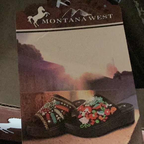 Tooled black peep sandal shoes wedge - Picture 4 of 4